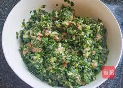 Illustration of how to make leek and pork dumpling stuffing 6