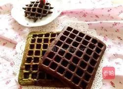 Matcha cocoa powder waffles Illustration of practice 14