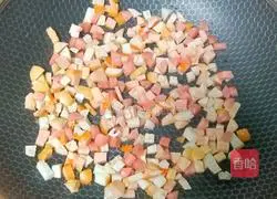 Illustration of how to make fried rice with baby cabbage and meatballs 5