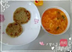 Baby food supplement sweet potato sesame cake and persimmon soup recipe illustration 12