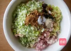 Illustration of how to make zucchini, pork and green onion dumpling stuffing 8