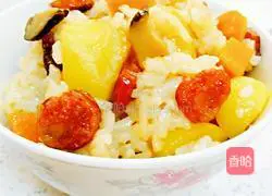 Illustration of how to make braised rice with potatoes, mushrooms and sausages 7