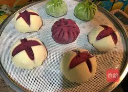 Illustration of how to make purple potato blossom steamed buns 14