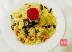 Illustration of how to make ham and egg fried rice 14