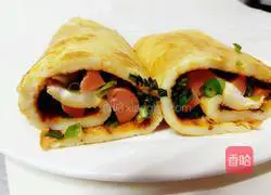 Illustration of how to make ham and egg pancake 10