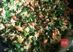 Illustration of how to make fried rice with kale, ham and ham 11