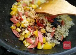 ham sausage Illustration of how to make fried rice 6