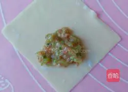 Celery and pork Illustration of how to make stuffed wontons 12