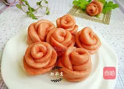Illustration of how to make colorful rose steamed buns 18