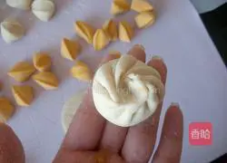 Illustration of how to make pumpkin blossom steamed buns 14