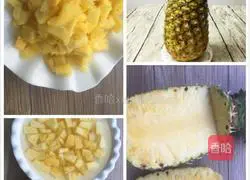 Illustration of how to make shrimp, meat and pineapple fried rice 4