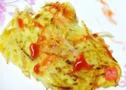 Illustration of how to make lettuce and potato shredded cake 5