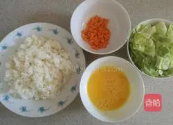 Cookbook Illustration of how to make egg fried rice 1