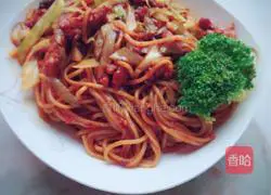 Shredded cabbage and pork Illustration of how to make fried noodles 7