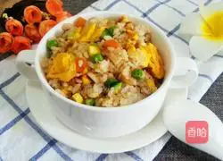Illustration of how to make three-color egg fried rice 13