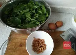 Spinach and egg Illustration of how to make shrimp noodles 1