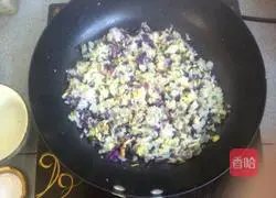 Purple Illustration of how to make cabbage and egg fried rice 6