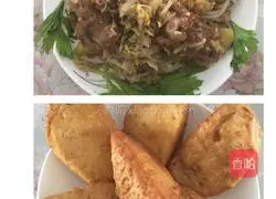 Illustration of how to make the staple food of pork ribs braised with sauerkraut (fried steamed buns) 9