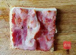 Bacon and eggs Illustration of how to make a sandwich 7