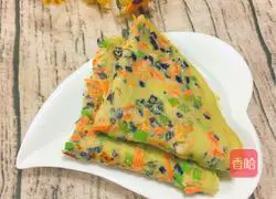 Illustration of how to make three-vegetable egg pancake 11