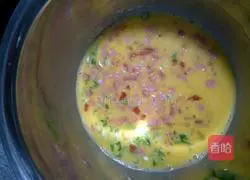 Illustration of how to make chives, ham and egg pancakes 2