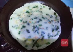 Illustration of how to make leek and egg pancakes 12