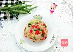 Illustration of how to make double pepper and egg fried rice 7