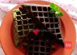 Illustration of how to make matcha cocoa powder waffles 15