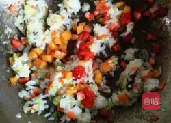 Illustration of how to make fruit fried rice weight loss meal 8