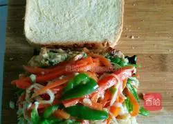 Seaweed, Carrot, Green Pepper, Egg and Mushroom Sandwich Recipe Illustration 16