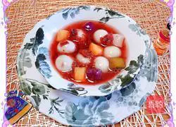 Illustration of how to make glutinous rice balls and taro balls stuffed with roses 8