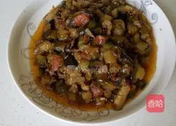 Illustration of how to make diced eggplant noodles 11