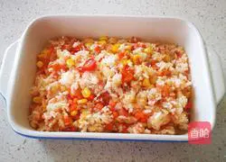 Illustration of how to make bacon and vegetable baked rice 10