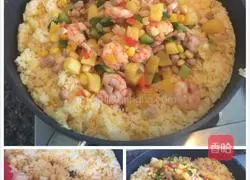 Illustration of how to make shrimp, meat and pineapple fried rice 8