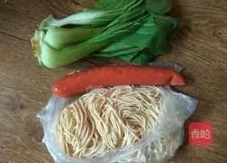 Illustration of Homemade Ham Fried Noodles 1