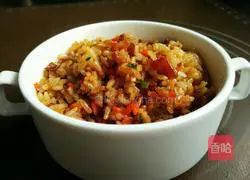 Illustration of how to make meat sauce fried rice 1