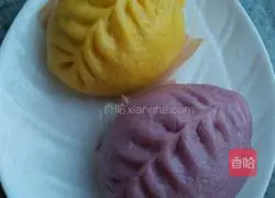 Milk pumpkin, milk purple sweet potato, milk wheat core powder, radish Illustration of how to make fresh meat buns 7