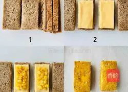【 Less Fat Recommendation] Illustration of how to make popping cheese, meat floss and shrimp sandwich 2
