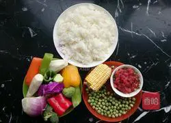 Rainbow Fried Rice Recipe Illustration 1