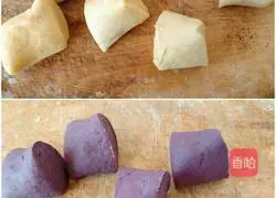 Illustration of how to make two-color hydrangea steamed buns 11