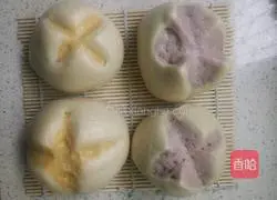 Purple sweet potato and pumpkin blossom steamed buns Illustration of how to do it 11