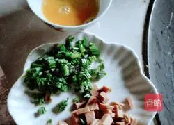 Fried rice with eggs, ham and sausage Illustration of how to do it 1