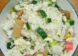 Cucumber ham Illustration of how to make egg fried rice 6
