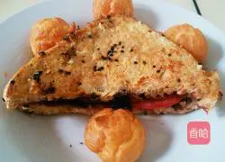 Illustration of how to make egg sesame chocolate sauce sandwich 8