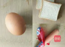Illustration of how to make egg and ham sausage sandwich 1