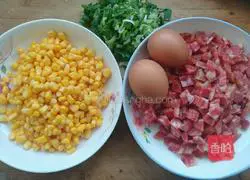 Illustration of how to make sausage fried rice 1