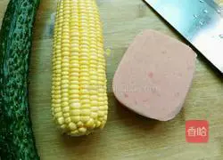 Cucumber, corn and ham fried rice Illustration of how to do it 1