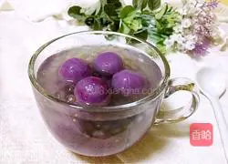 Illustration of how to make sago and purple sweet potato dumplings 9