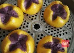 Illustration of how to make purple sweet potato and pumpkin blossom steamed buns 14