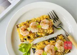 [Recommended for reducing fat] Cheese that will explode Illustration of how to make meat floss and shrimp sandwich 4